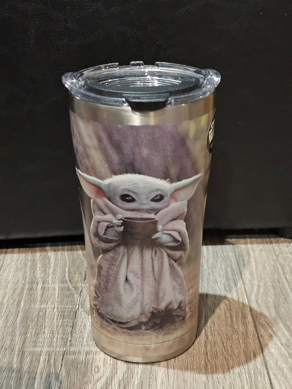 NEW Stainless Steel Travel Tumbler with Baby Yoda Design - Gray